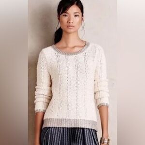 Anthropology Moth Ivory Knitted Sweater
